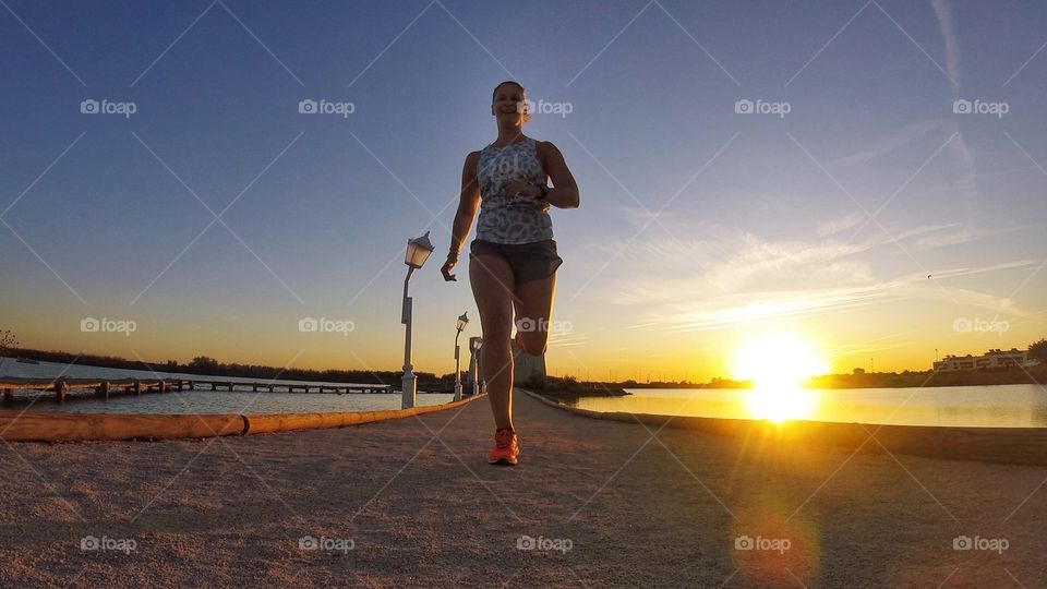 Running at sunrise