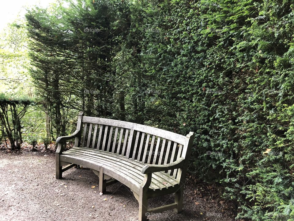 An impressive almost half circle garden seat in the grounds of the completely refurbished Castle Drogo building.