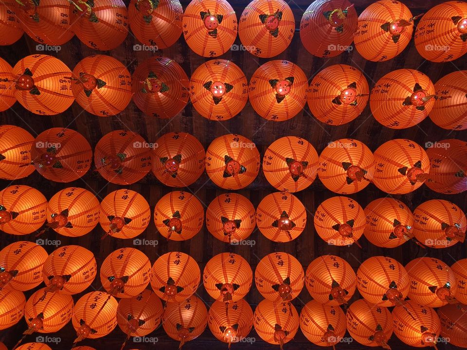 Theanhou Temple's red lanterns hang high