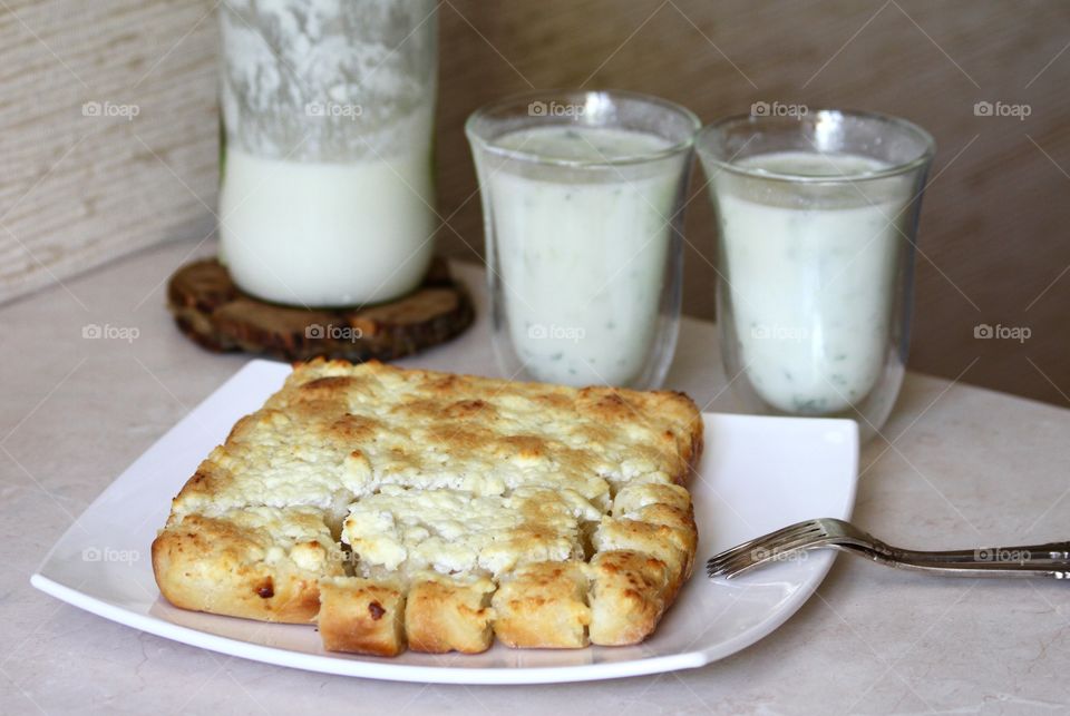 High angle view of breakfast
