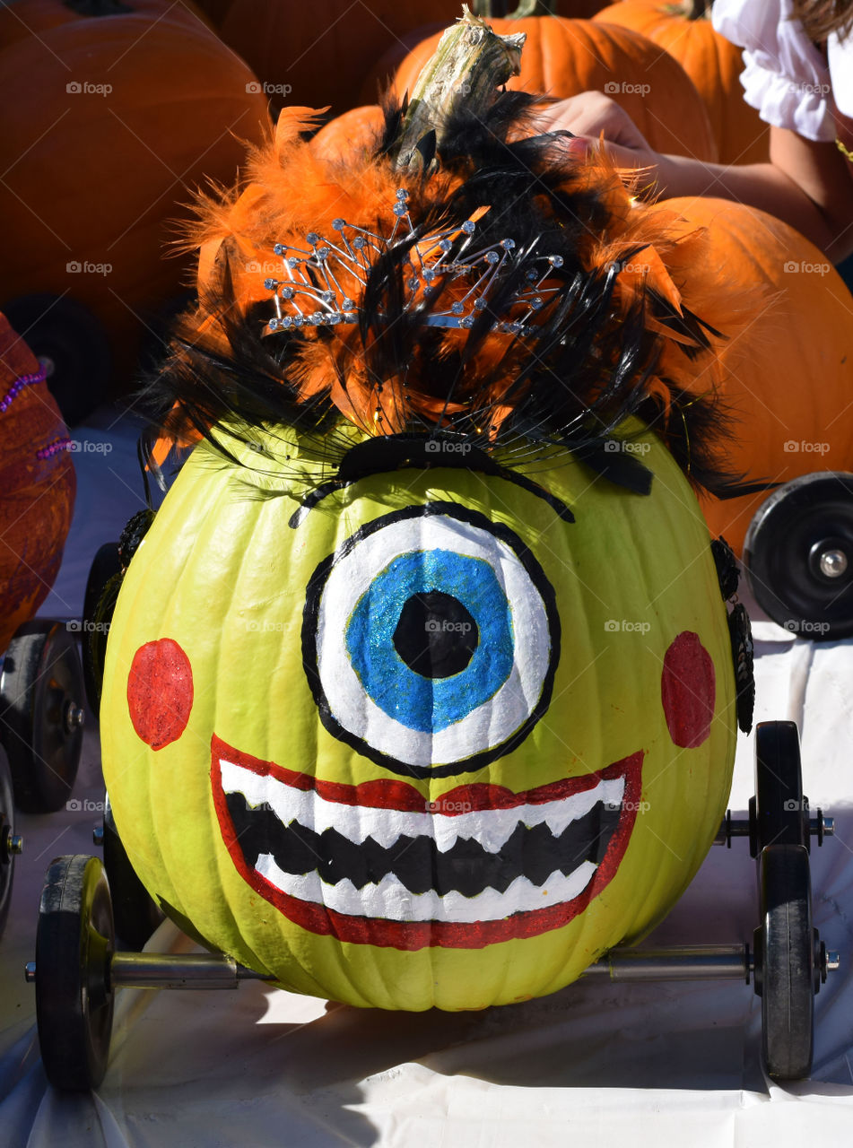 A decorated pumpkin