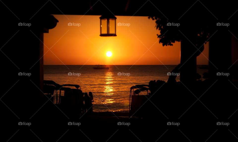 Sunset through the lantern in Grand Cayman 
