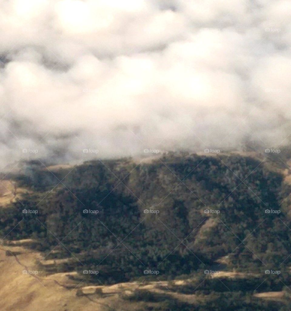 Pic from plane window, approaching  San Francisco airport.