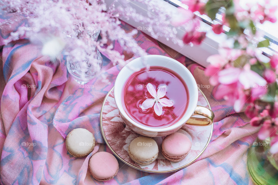 Still life pink tea