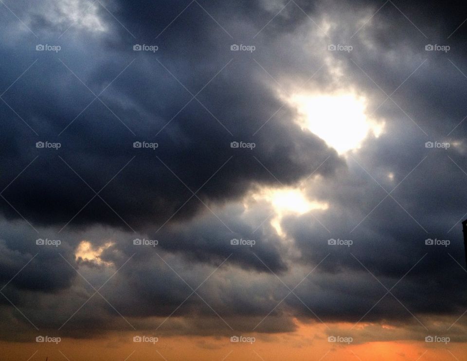 Storm clouds at sunset