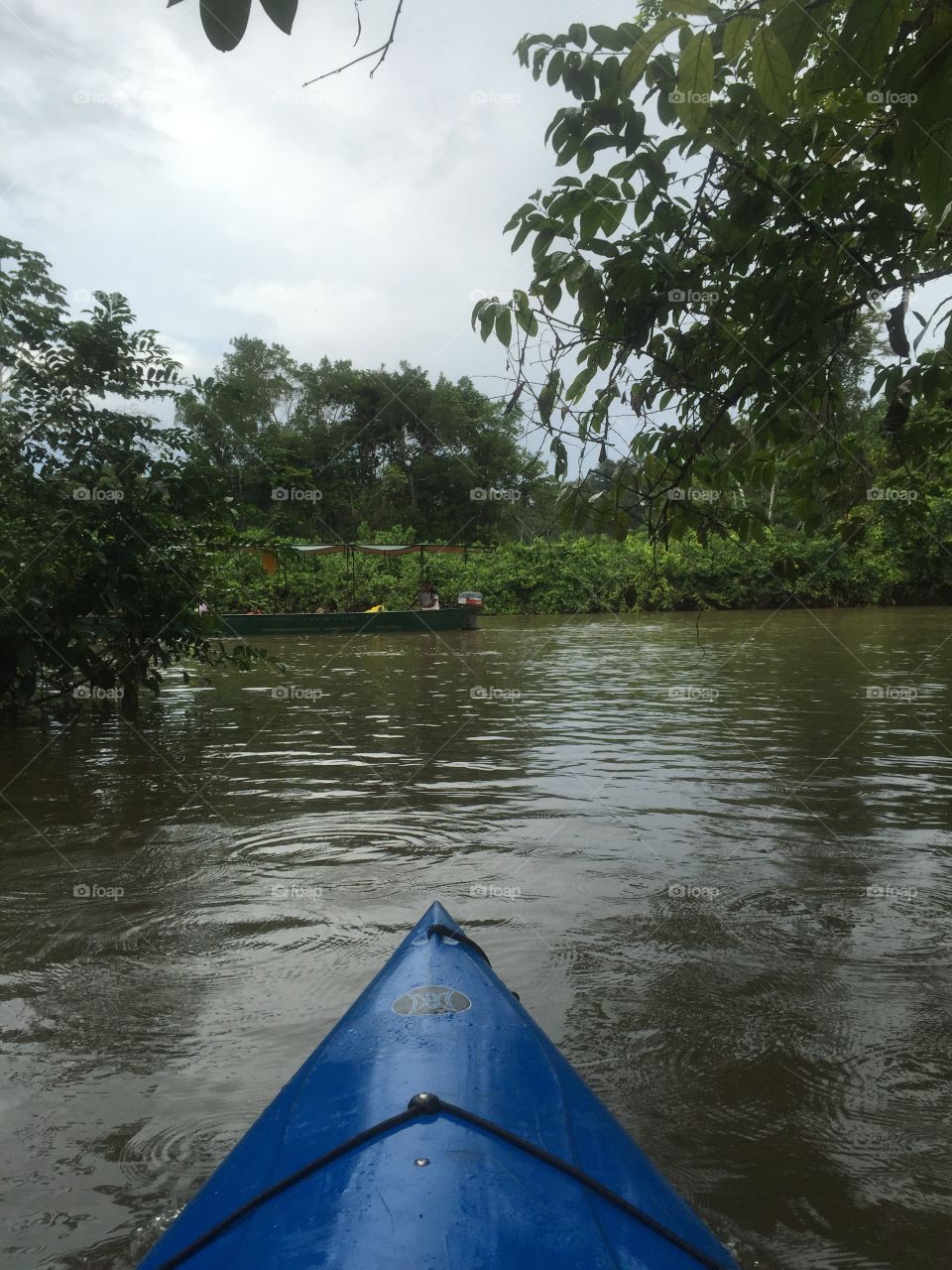 Kayak on the River. Pastaza River Amazon Ecuador