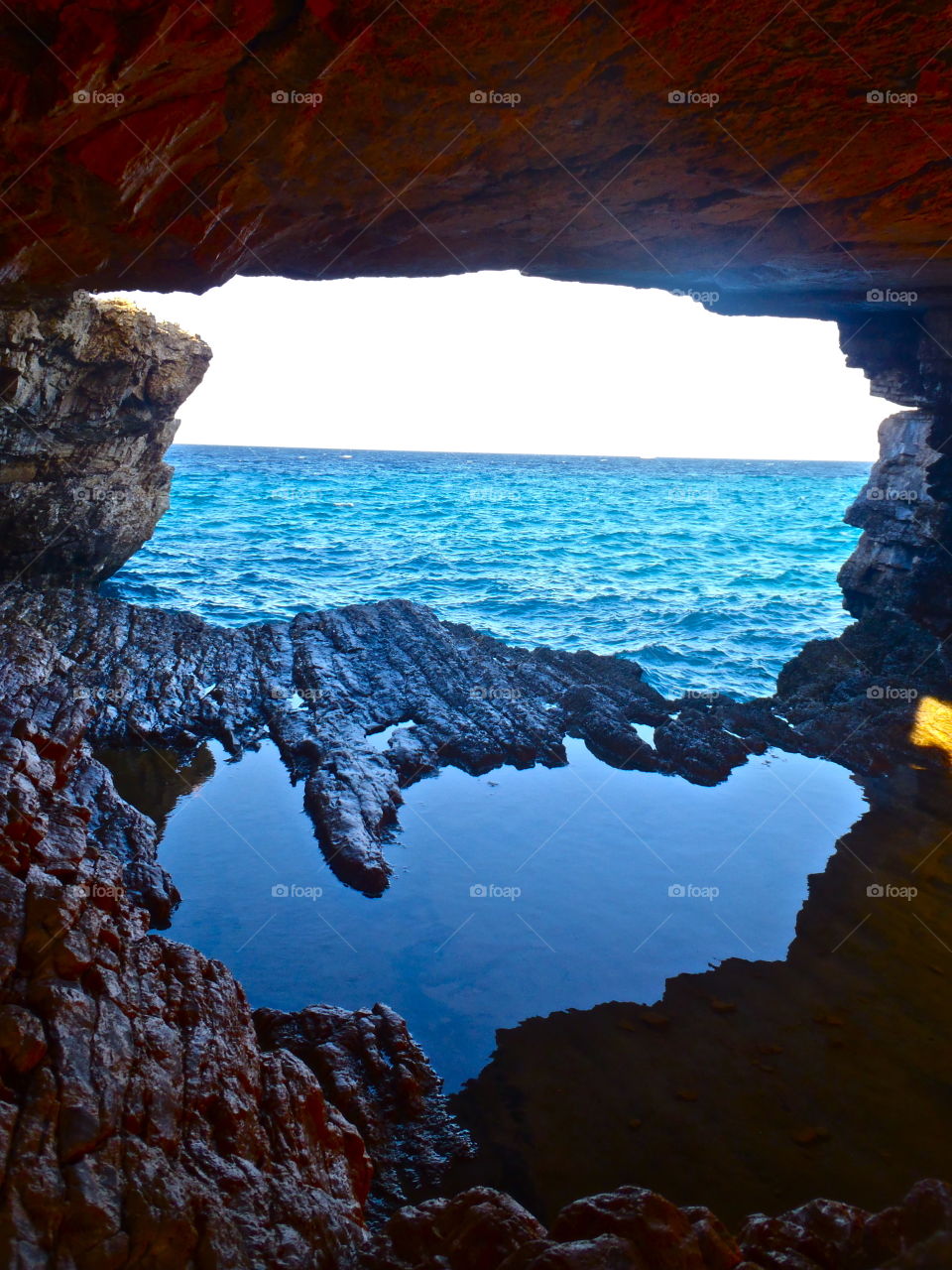 water reflection in cave