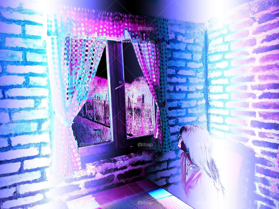 lady looking through the window