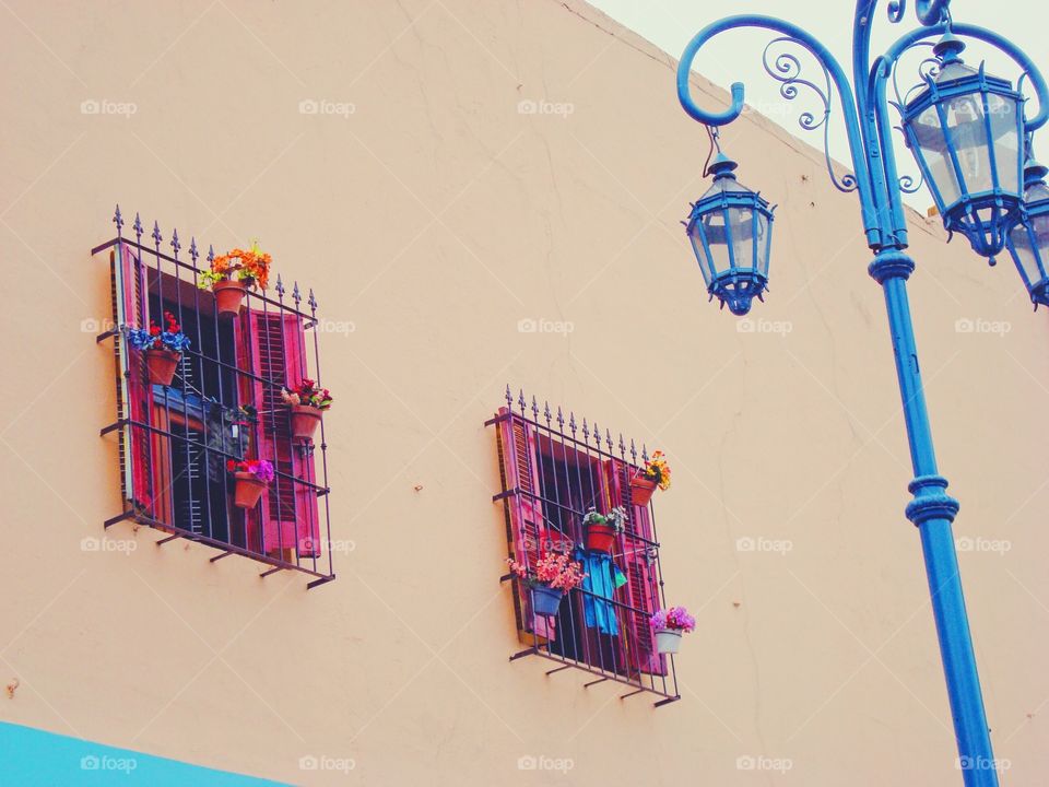 Looking up. Windows in Buenos Aires, Argentina 