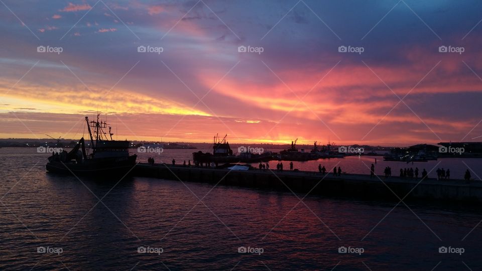seaport village sunset. December bright san diego sunset