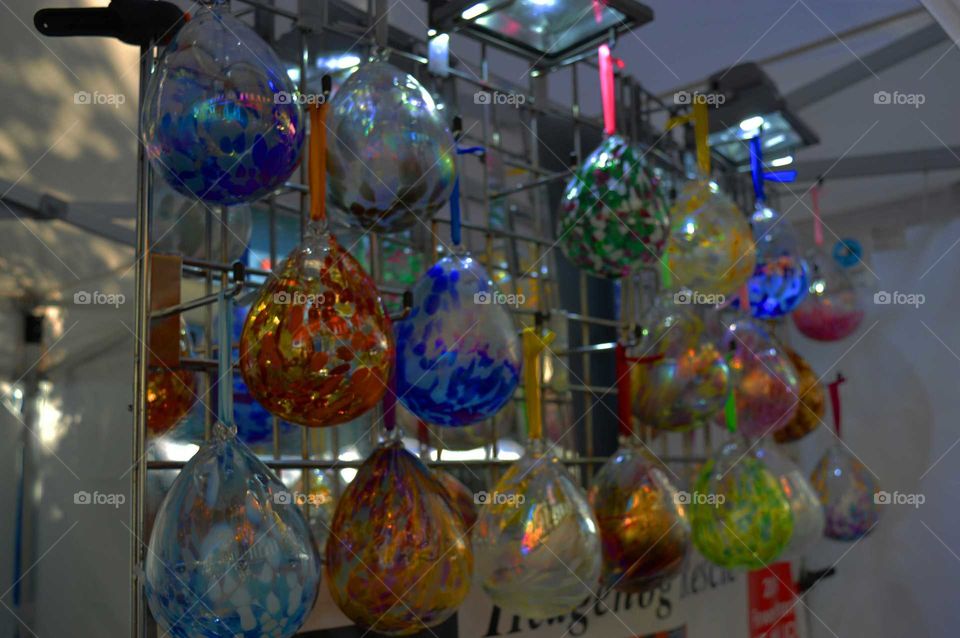 Multicolored glass eggs