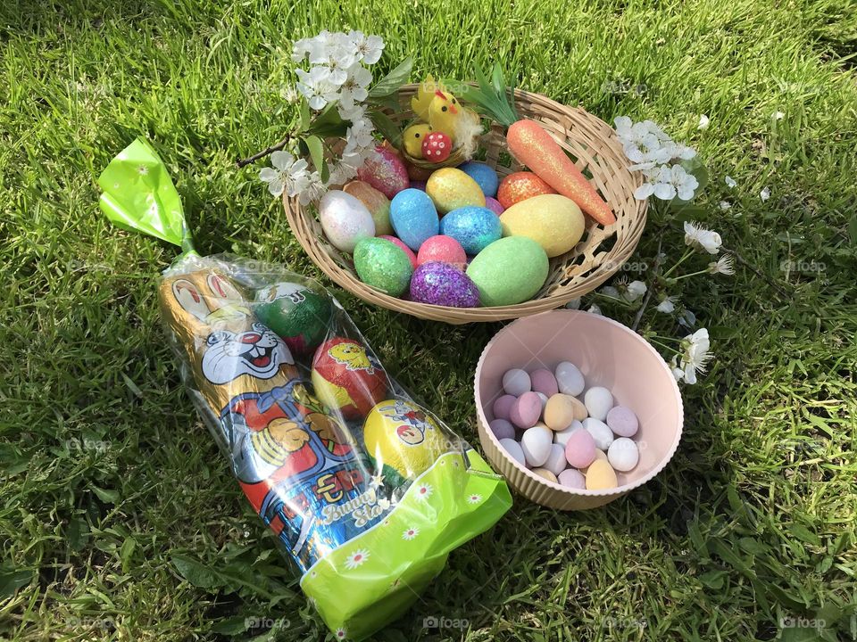 Easter basket and easter candy