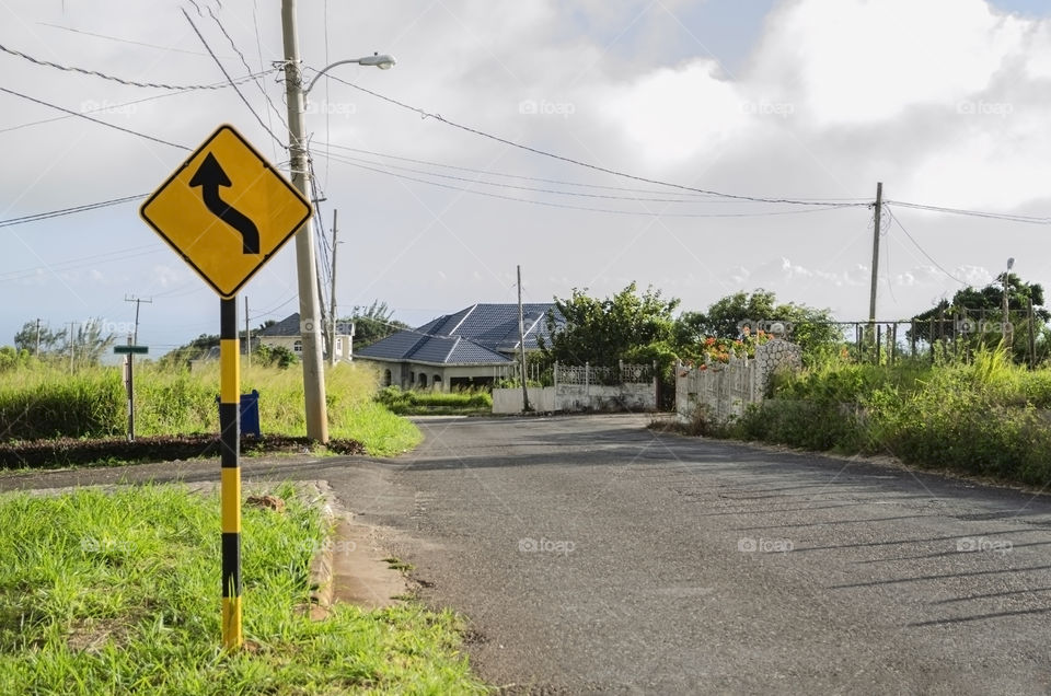 Bend Street Sign At Roadside