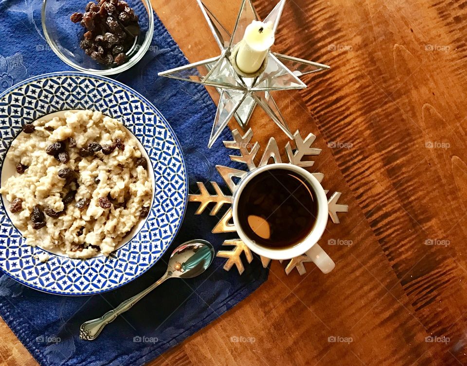 Oatmeal breakfast on table