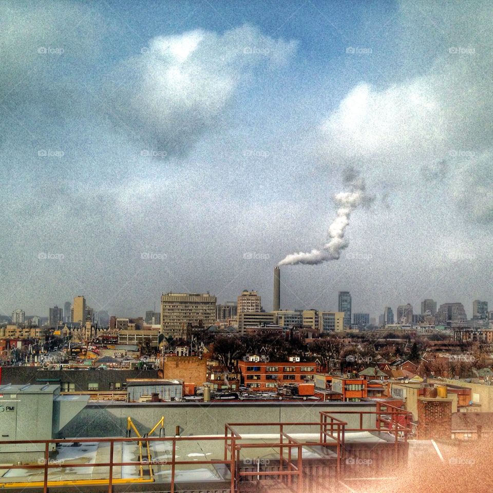 Cloud maker. Smoke stack in toronto