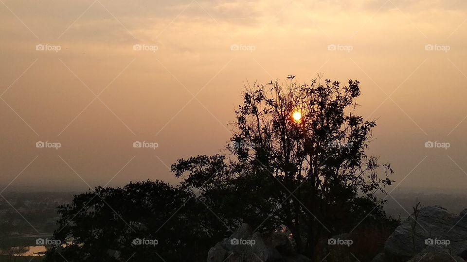 the beautiful sunset view