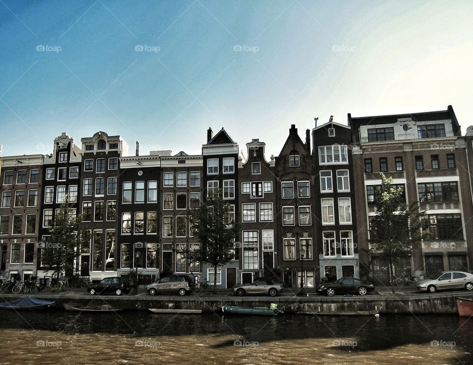 View of amsterdam row houses