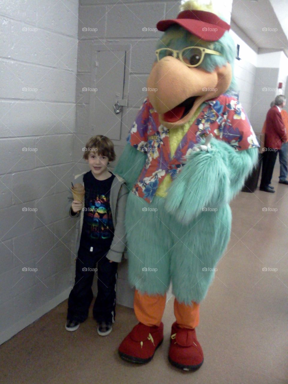 Boy with costume bird