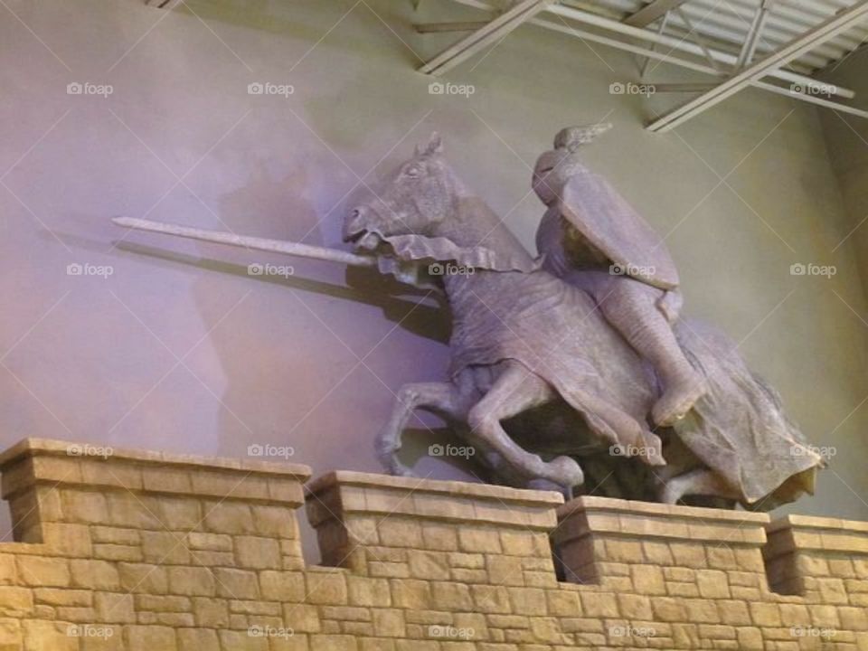 medieval times statue of a knight on a horse