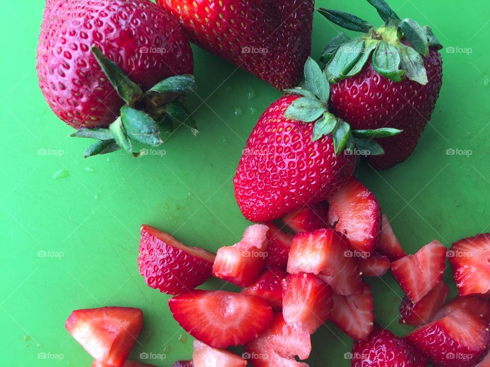 Strawberries, whole and chopped