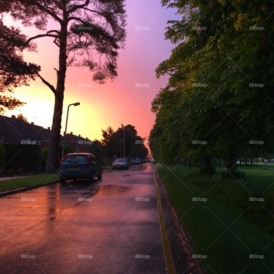 Sunset after a storm in Uxbridge, Middlesex, England.