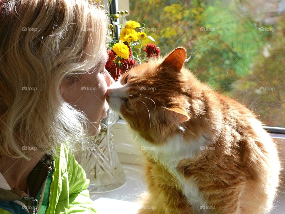 woman and cat happiness