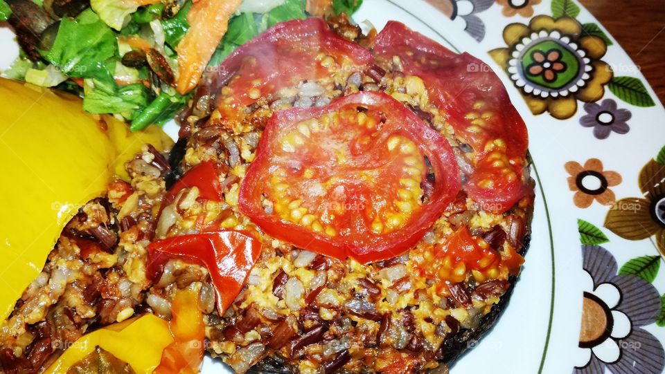 vegan feast in a mushroom