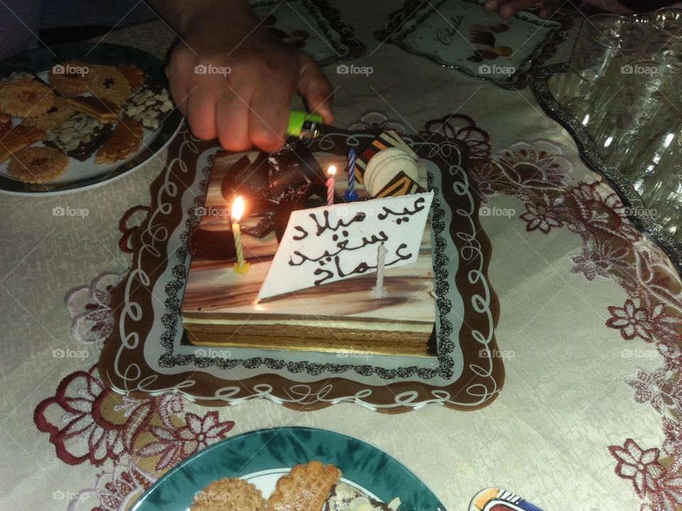 Delicious cake in birthday.