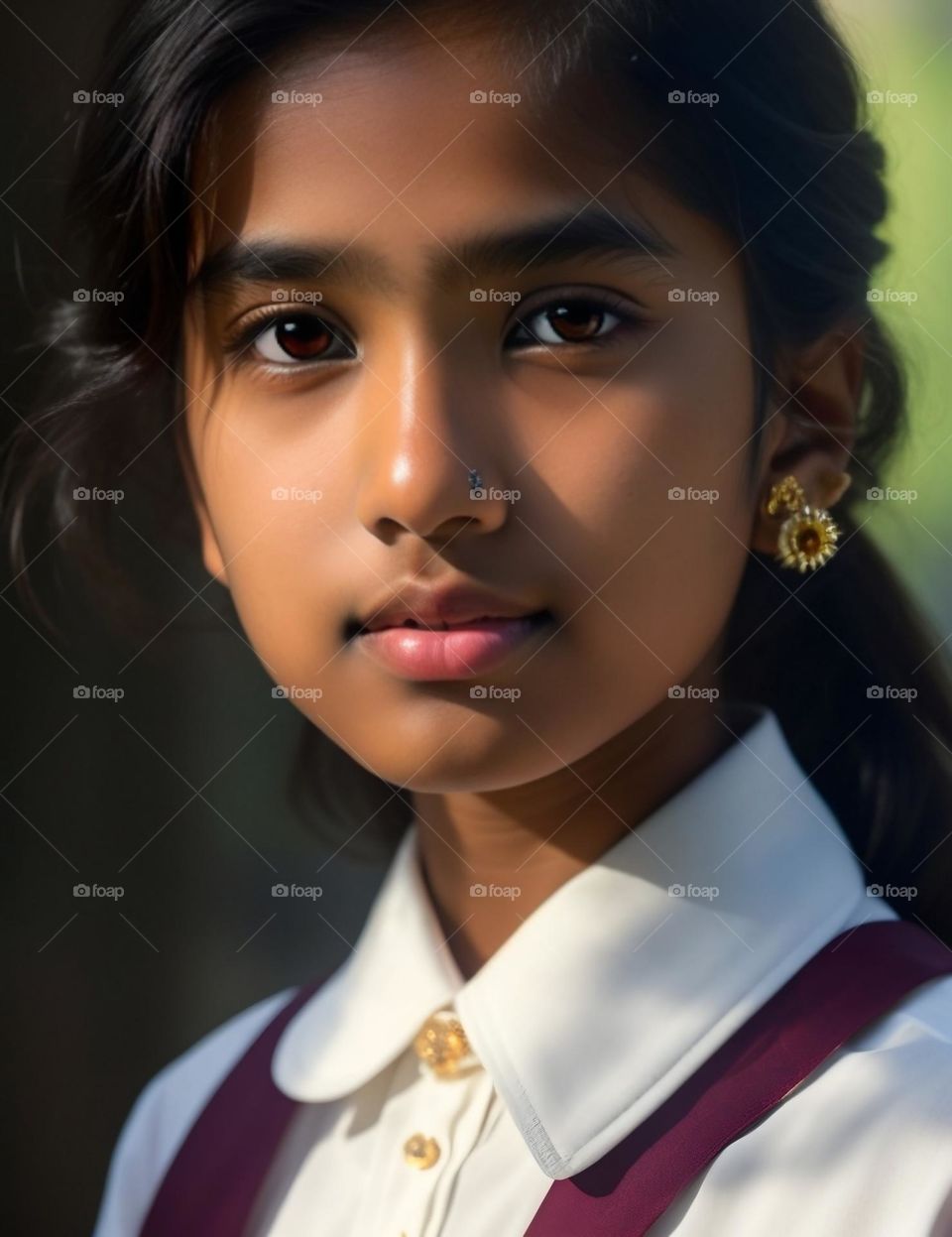 beautiful Indian teen girl in school dress