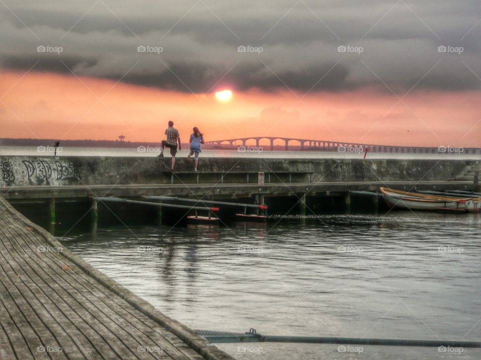 sunset over ölandsbron. sunset over ölandsbron