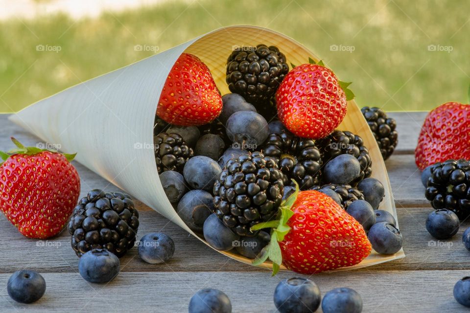 different summer berries. snack