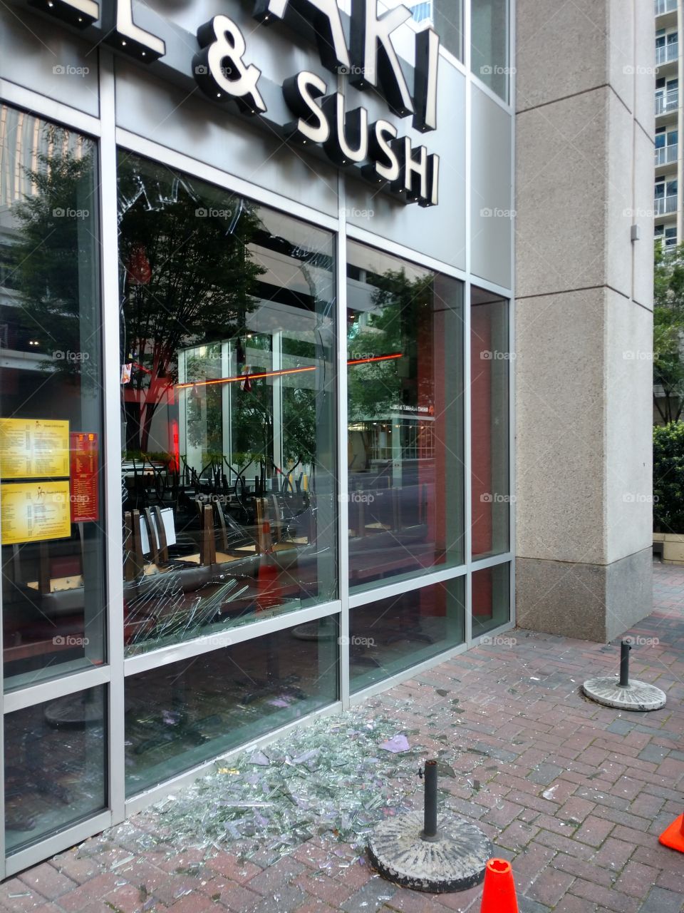 broken glass from riots