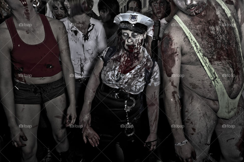 Zombie walk in Sweden. The undead took over the town of Malmö.