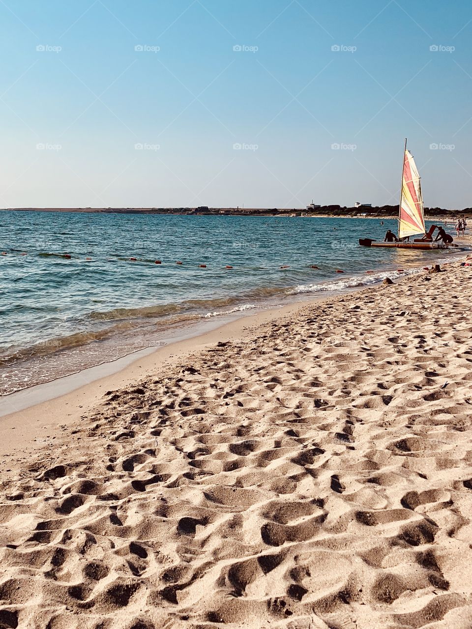 Windsurfing. Sand beach. Black Sea.