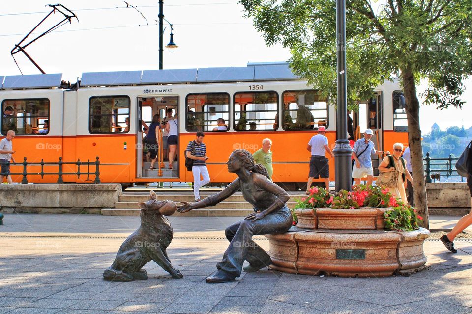 Girl With Her Dog Statue, Budapest