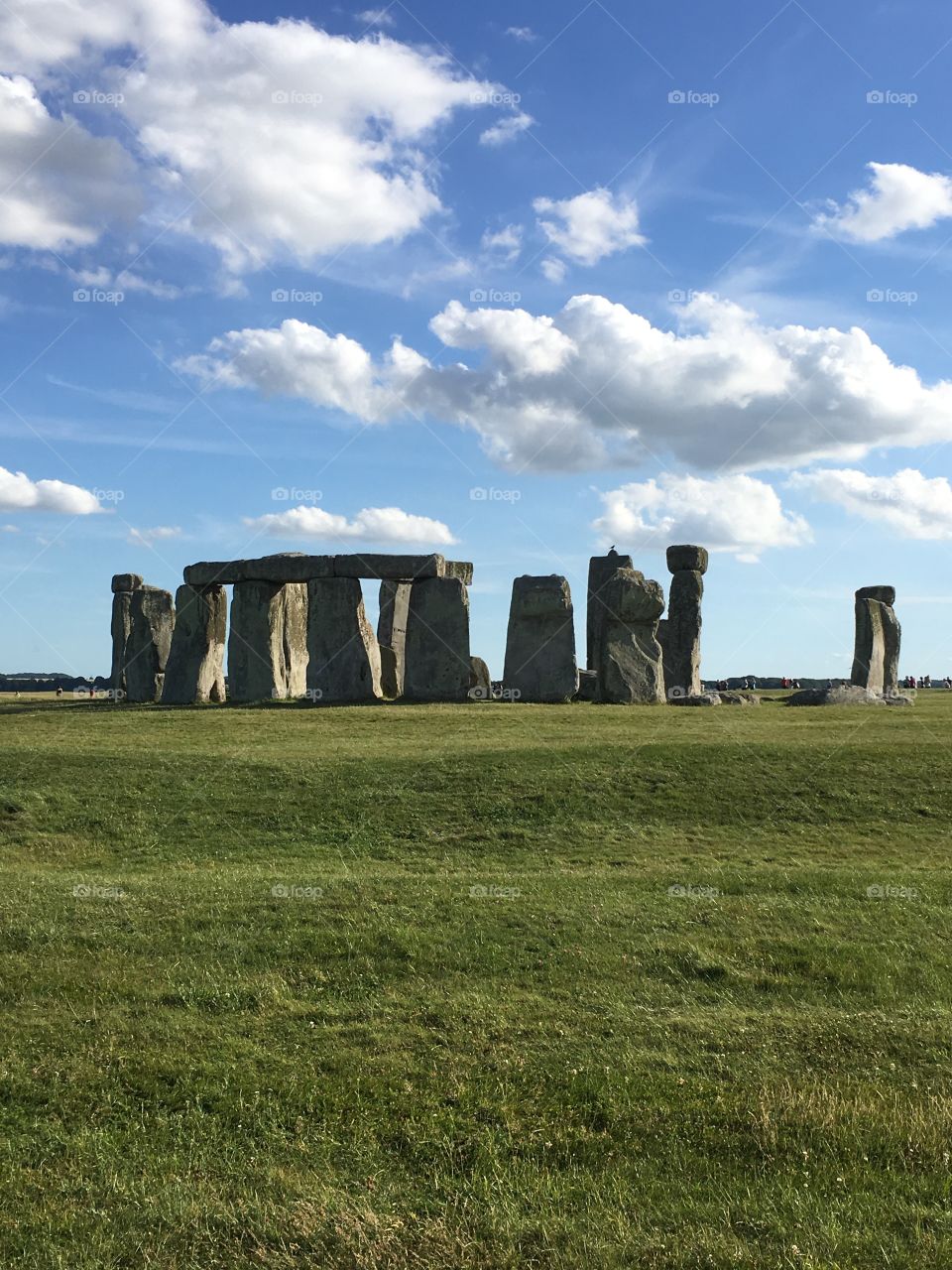 View of Stonehenge in Salisbury England. This prehistoric monument dates back to 3100 BC and still stands today 