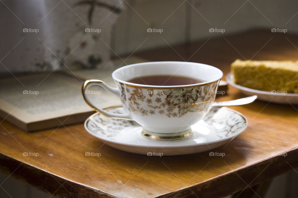 a cup of tea on the table