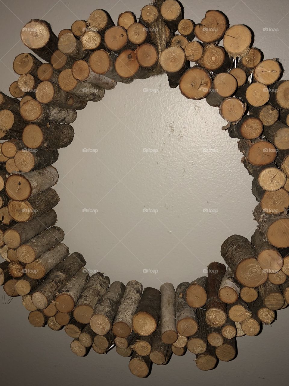 Mini wood branches in a wreath 