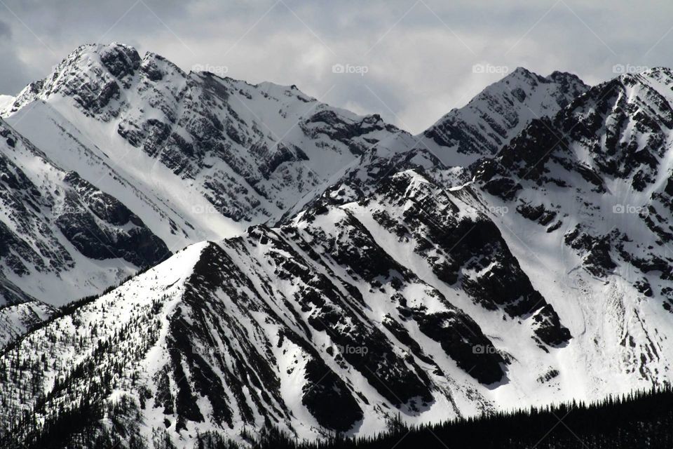 Mountain Peaks. Canadian Rocky Mountains in Banff, Alberta, Canada