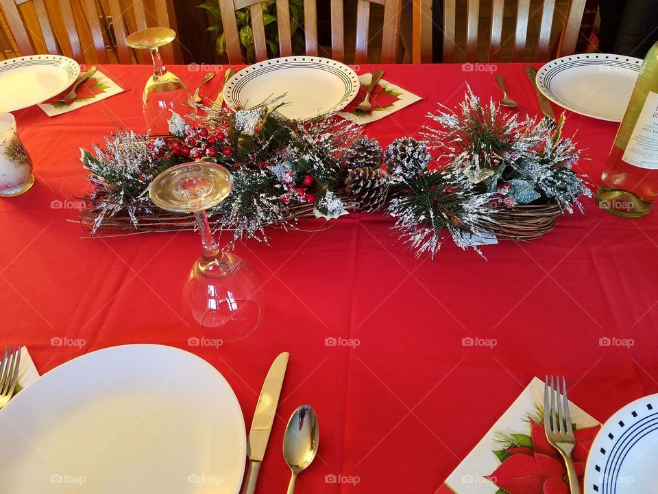 Christmas dinner table