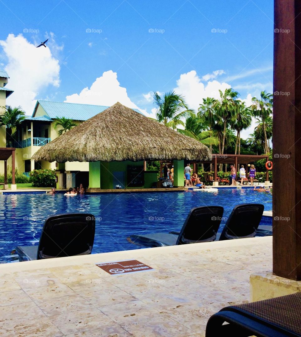 Dominican Republic resort at the pool with swim up bar