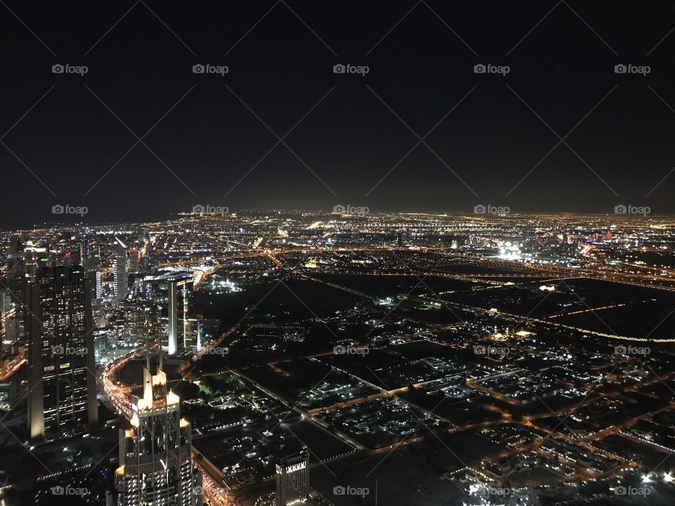 Dubai view from burj Khalifa at night 