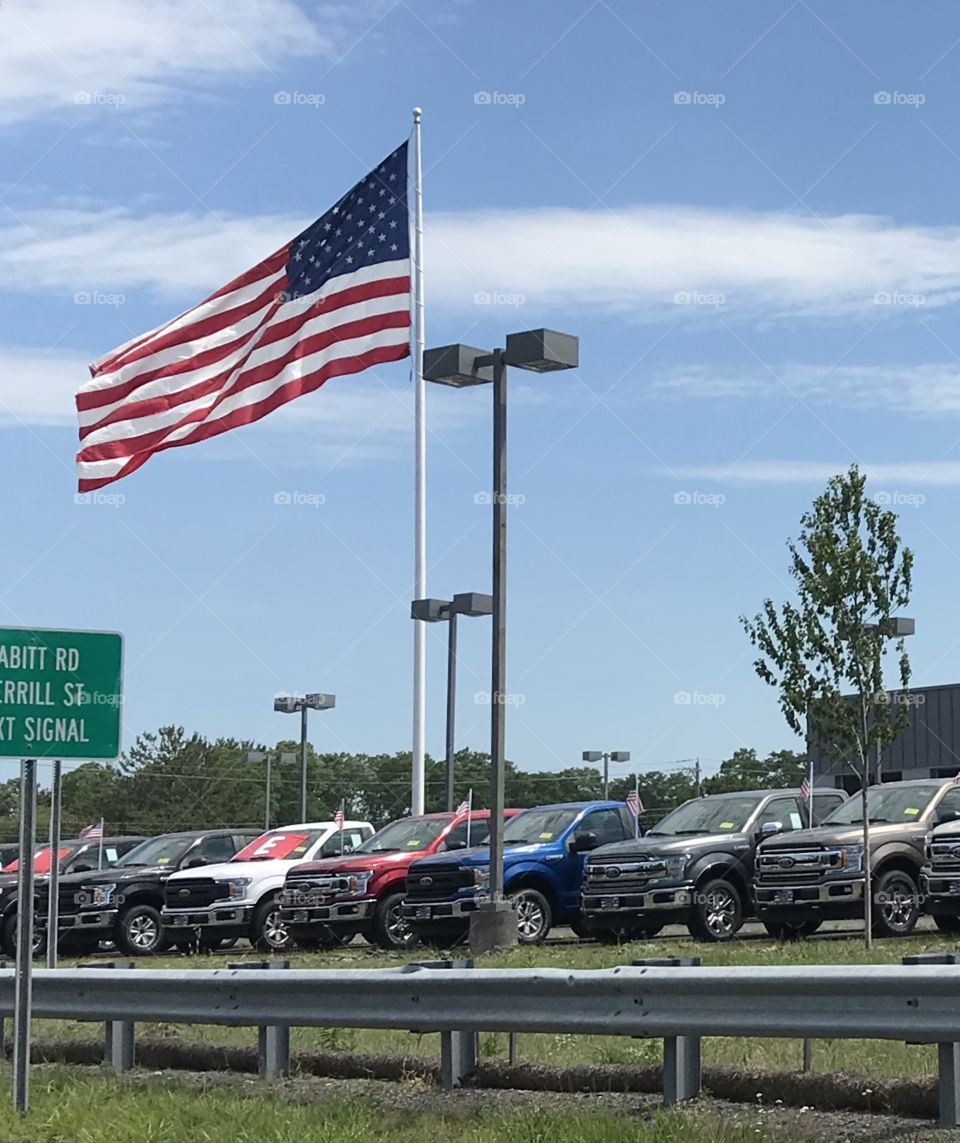 Flag freedom cars sky