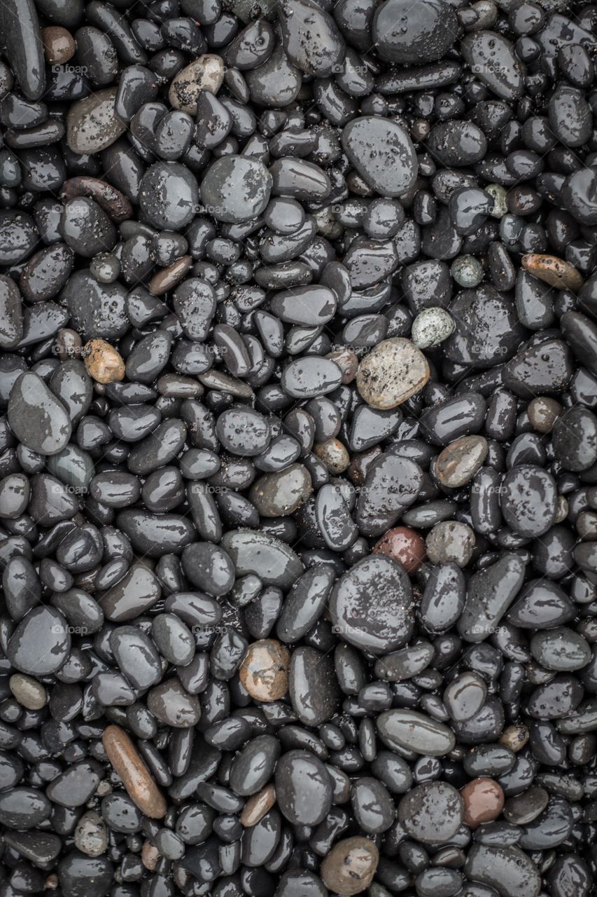 Overhead view of pebble on beach