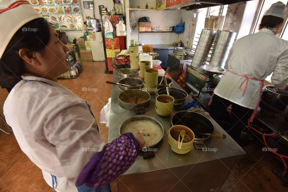 china, traditional public kitchen, cheap but very good food , Harbin