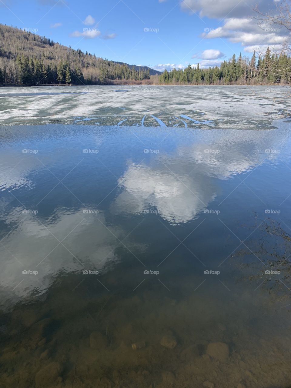 Ice melting on the lake 