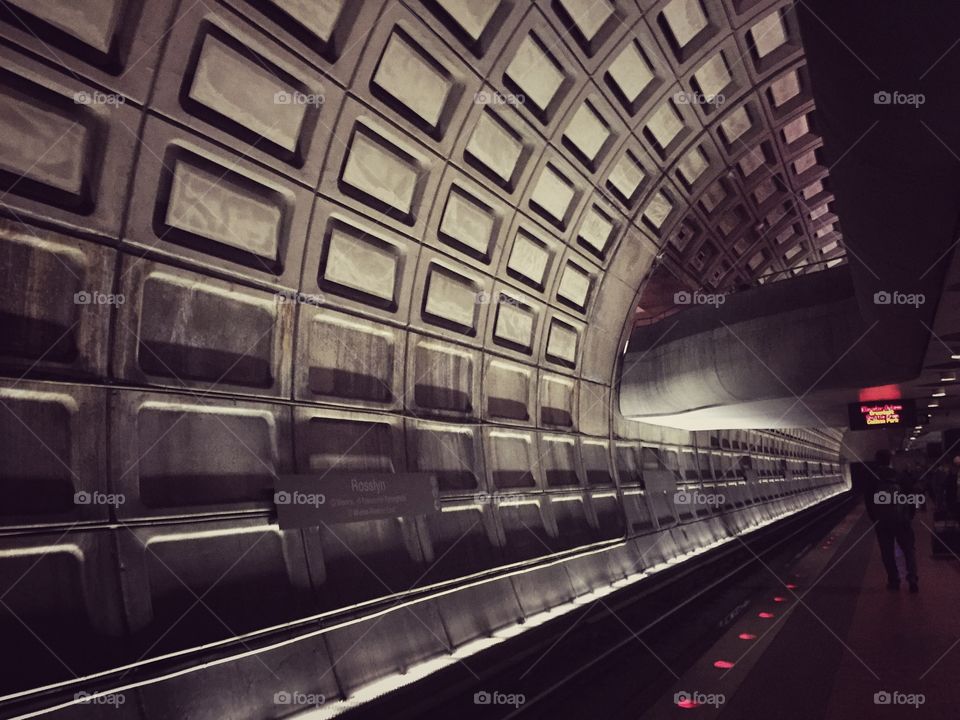 Tunnel perspective at subway station in Washington DC