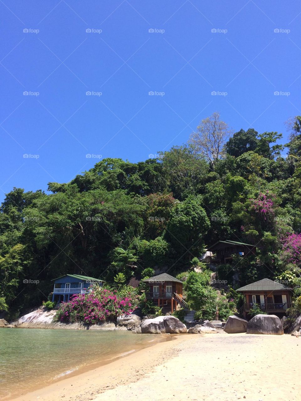 Picturesque nature and relaxing vacation vibes in Tioman Island nature reserve area 