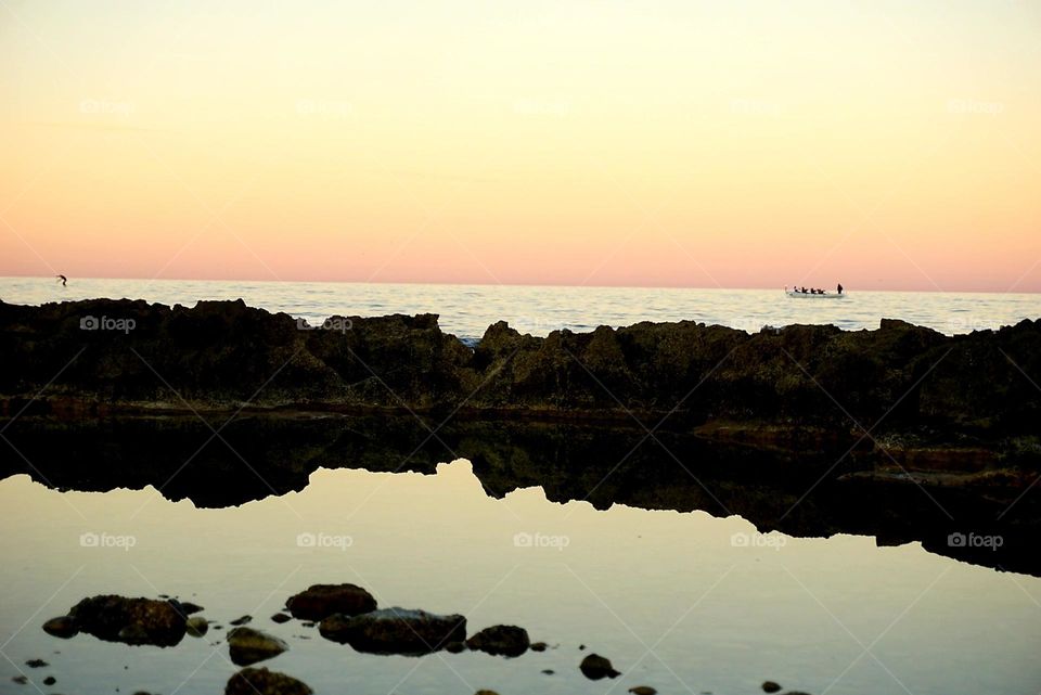 Sunset#sea#rock#reflect