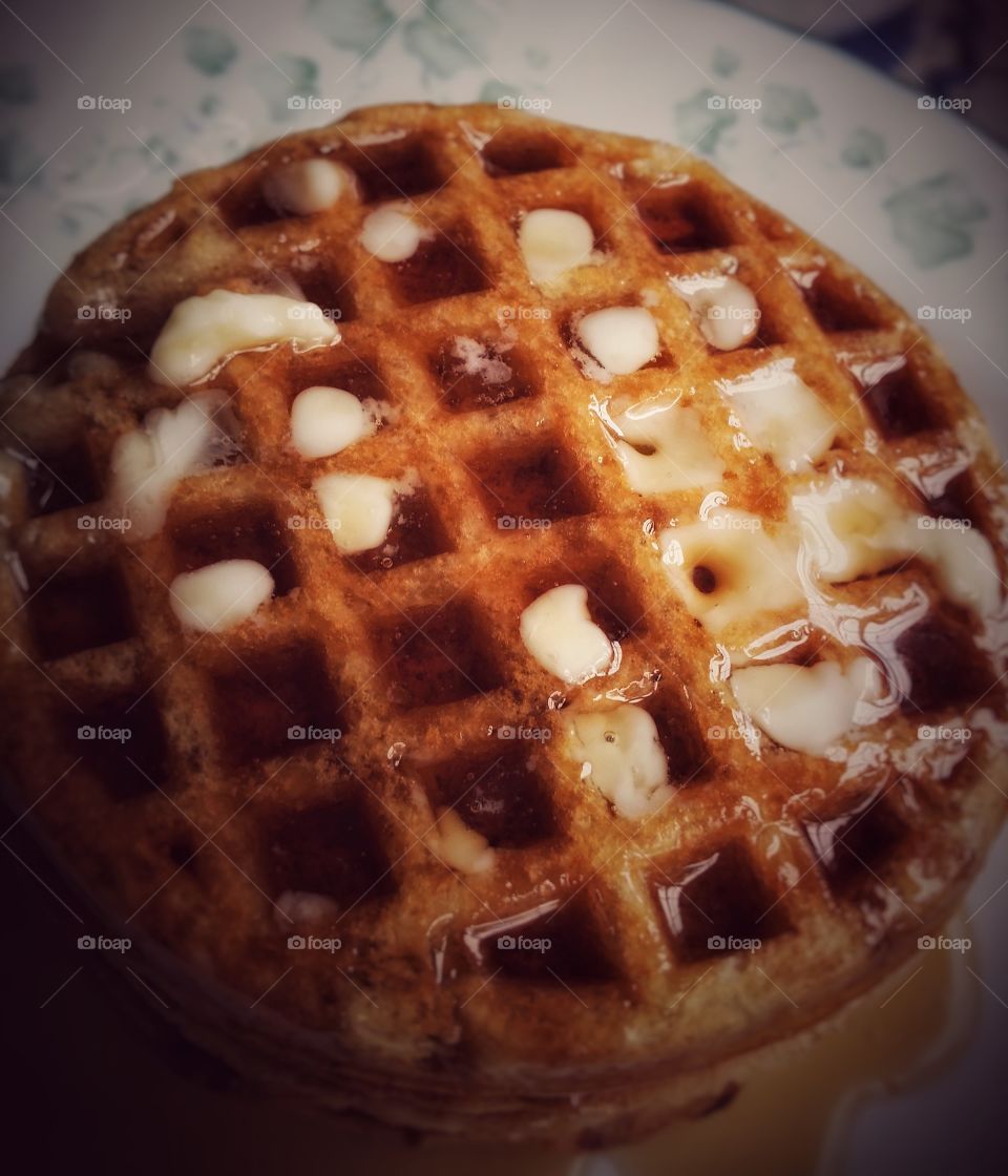 Waffles with Butter and Maple Syrup